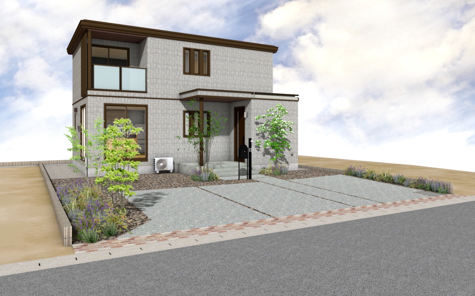 「“隠れ家”スタイルの住まい」外観CGパースは図面をもとに制作したイメージです。