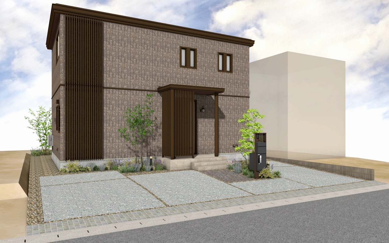 「重厚感とホテルライクな贅沢が融合する、上質な住まい」外観CGは図面をもとに制作したイメージパースです。