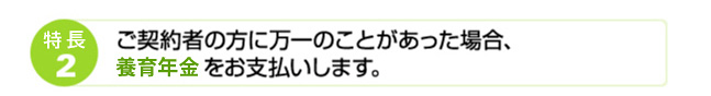 特徴2 ご契約者の方に万一のことがあった場合、養育年金をお支払いします。